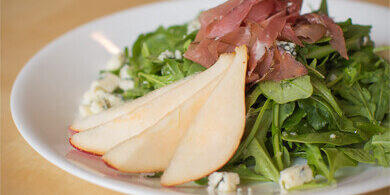 Arugula Prosciutto and Pear Salad with Gorgonzola