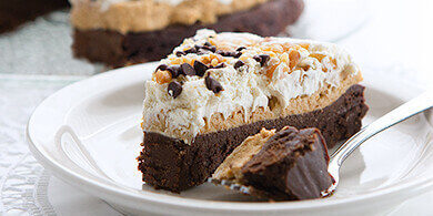 Chocolate Flourless Torte with Peanut Butter Topping