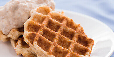Waffle Iron Biscuits and Gravy
