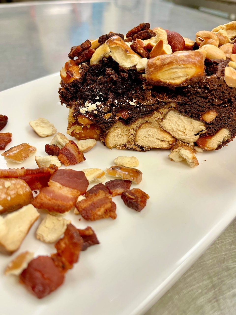 Peanut Butter Bacon Pretzel Brownies