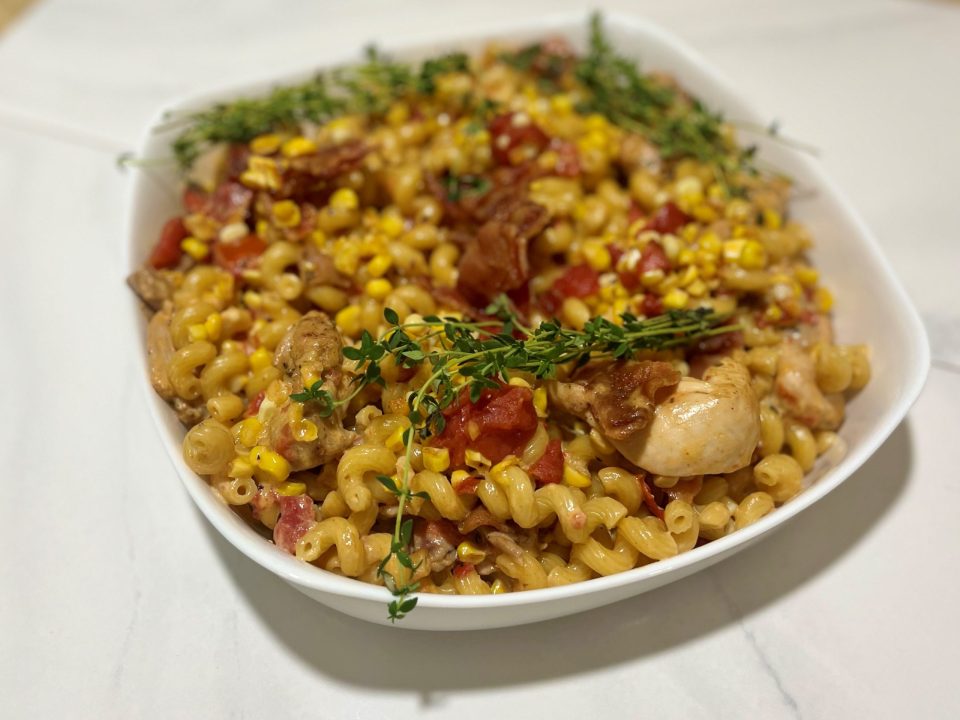 Creamy Chicken Pasta with Bacon and Corn