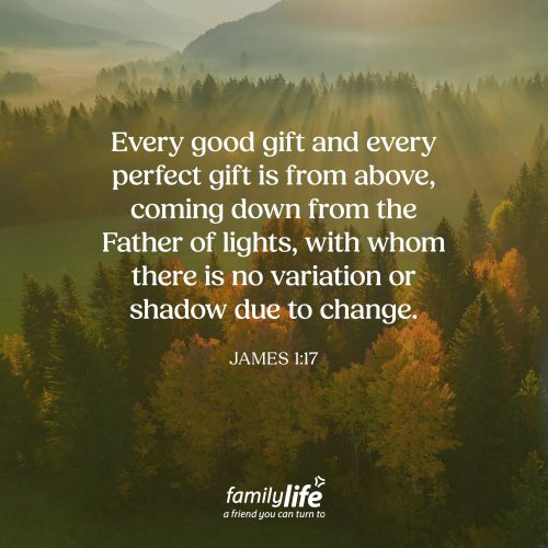 Tuesday, October 13, 2026
James 1:17
Every good gift and every perfect gift is from above, coming down from the Father of lights, with whom there is no variation or shadow due to change. You might have that one relative that gives you those ‘special gifts’ whenever it’s your birthday. You know the kind. You pull it out of the box and think, ‘Wow, this sure is something!’ But when God gives you a gift, whether it’s financial, physical, or spiritual, you know it’s the right one because He knows exactly what you need.