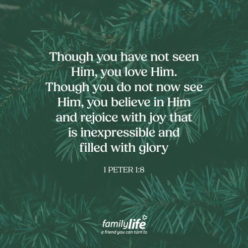 Friday, December 19, 2025
1 Peter 1:8
Though you have not seen Him, you love Him. Though you do not now see Him, you believe in Him and rejoice with joy that is inexpressible and filled with glory Joy through believing. The shepherds experienced joy because they saw Jesus with their own eyes. But many of us don&rsquo;t get that same moment&mdash;to stand in a stable and look upon the newborn Savior. And that&rsquo;s why God, in His kindness, made it possible for us to experience that same deep joy not through seeing, but through believing.