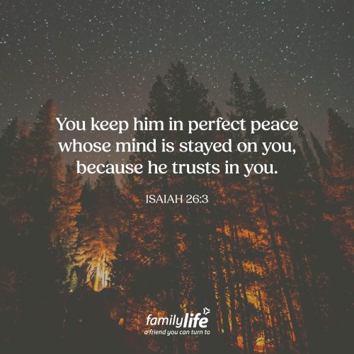Tuesday, December 9, 2025
Isaiah 26:3
You keep him in perfect peace whose mind is stayed on you, because he trusts in you. Peace in the chaos. So many things could’ve gone wrong when Mary, a young virgin, became pregnant. So many things could’ve gone wrong as Mary and Joseph traveled to Bethlehem—or when they had to welcome their baby in a stable. Yet through it all, they kept their eyes on the One who hung every star in the evening sky, the One who had the power to protect them at every turn.