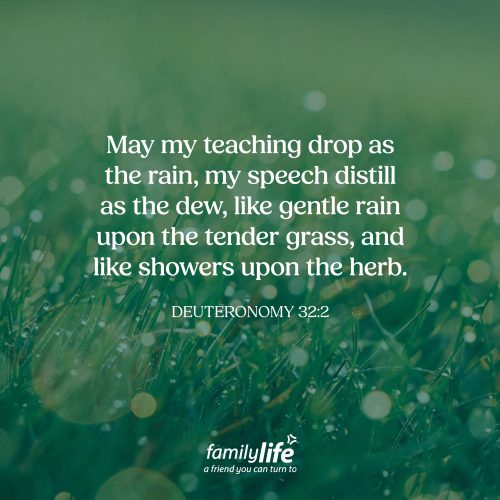 Thursday, May 21, 2026
Deuteronomy 32:2
May my teaching drop as the rain, my speech distill as the dew, like gentle rain upon the tender grass, and like showers upon the herb. Moses wanted to share a song of God’s faithfulness. His hope was that what he had spent years teaching them would not just be heard but would stay with them long after they entered the Promised Land. That it would soak up into their hearts like the dew upon the grass soaks into the earth.