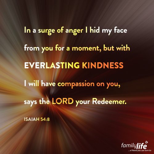 An excerpt of the daily verse over a background of mixed warm colors that stretch into a point in the distance