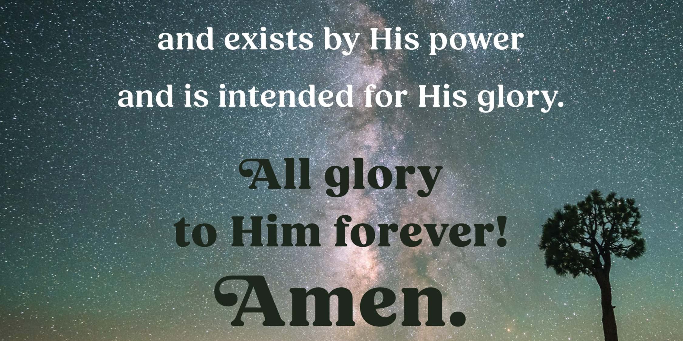 An excerpt of the daily verse over a long-exposer image of the night sky over some hills