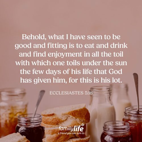 Friday, September 11, 2026
Ecclesiastes 5:18
Behold, what I have seen to be good and fitting is to eat and drink and find enjoyment in all the toil with which one toils under the sun the few days of his life that God has given him, for this is his lot. Here’s wisdom from the wisest man in the Bible. Solomon had wealth, power, possessions, and opportunities to experience just about everything this life had to offer. And by the end of his life, he had learned something important: worldly pursuits are fleeting, but godly pursuits give your life meaning.