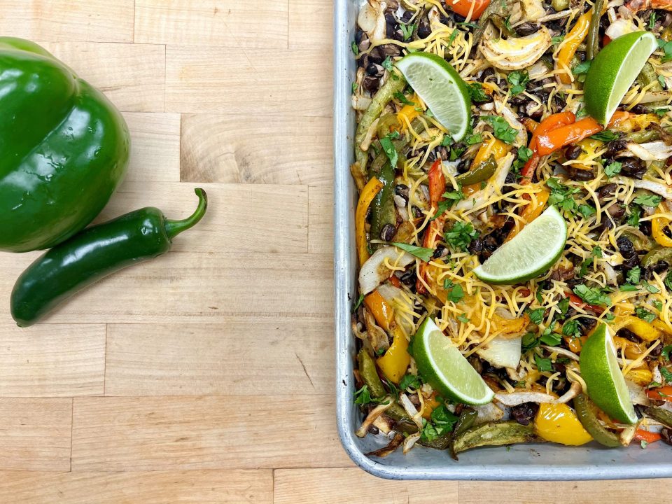 Southwest Black bean Sheet Pan Fajitas
