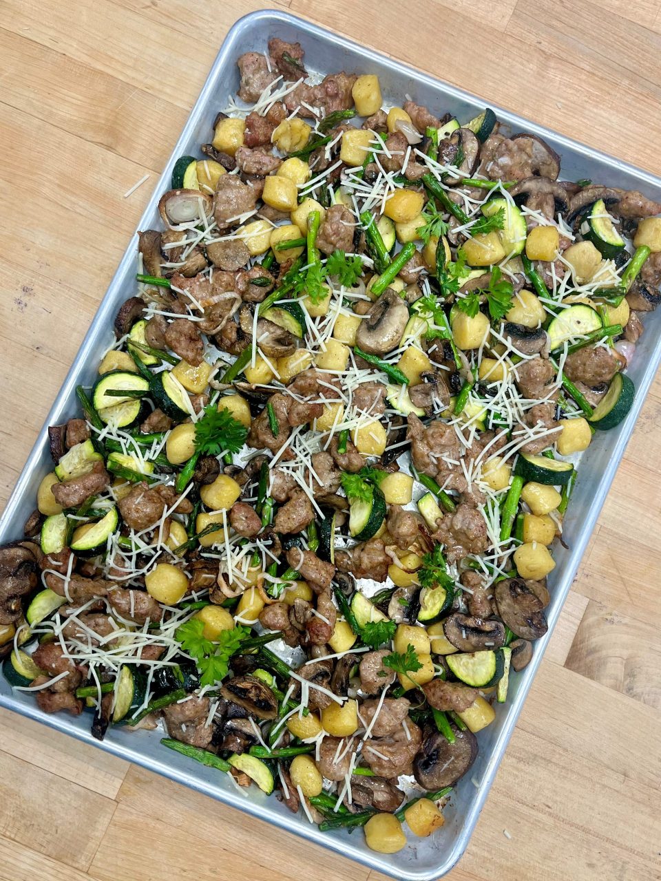 Mushroom and Sausage Sheet Pan Gnocchi