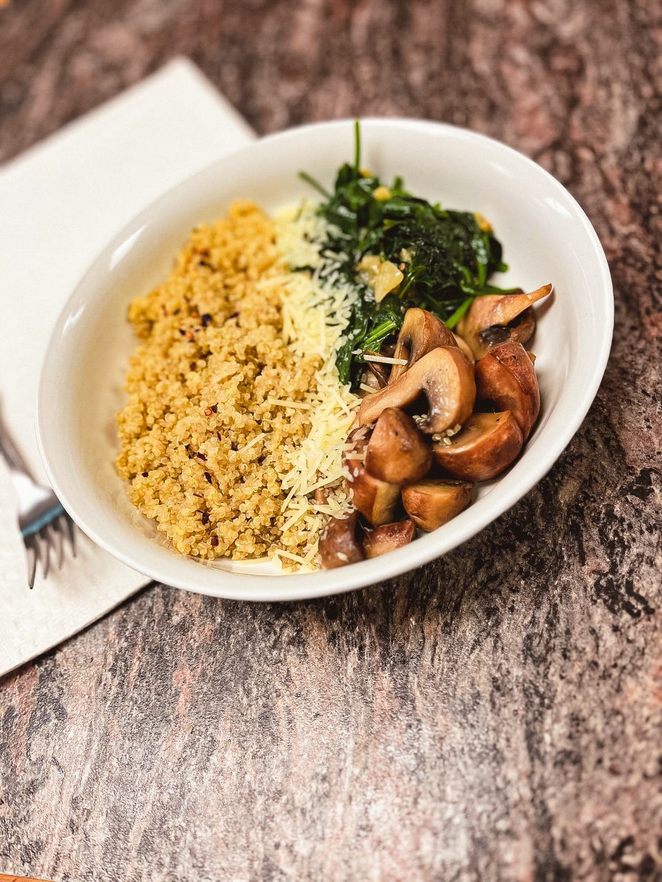 Spinach and Mushroom Quinoa